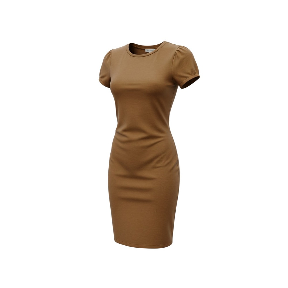 Heart & Hips Bodycon Dress Womens Size M Brown Short Sleeve Midi JD36898